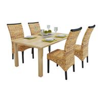 vidaXL Dining Chairs 4 pcs Abaca Brown Handmade Woven Kitchen Furniture Seat
