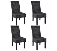 vidaXL 4x Dining Chair Kubu Rattan and Mango Wood Black Kitchen Furniture Seat