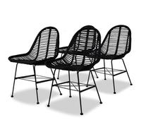 2/4/6x Dining Chairs Natural Rattan Kitchen Furniture Seat Beige/Black vidaXL