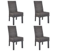 Vidaxl Dining Chairs 4 Pcs Brown Kubu Rattan And Mango Wood Dining Chairs