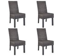Vidaxl Dining Chairs 4 Pcs Brown Kubu Rattan And Mango Wood Dining Chairs