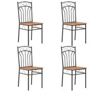 vidaXL 4x Dining Chairs Brown MDF Side End Kitchen Furniture Dining Room Chair