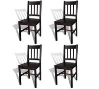 vidaXL Dining Chairs 4 pcs Dark Brown Pinewood