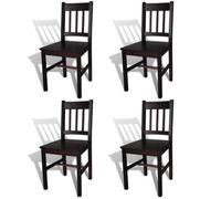 Vidaxl Dining Chairs 4 Pcs Dark Brown Pinewood Dining Chairs