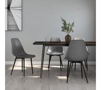 vidaXL 4x Dining Chairs Grey PP Kitchen Dining Room Dinner Chairs Seating