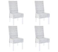 Dining Chairs 4 pcs Light Brown Kubu Rattan and Mango Wood