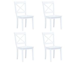 Vidaxl Dining Chairs 4 Pcs White Solid Rubber Wood Dining Chairs