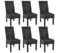 vidaXL Dining Chairs 6 pcs Black Kubu Rattan and Mango Wood