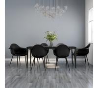 vidaXL 6x Dining Chairs Black PP Home Kitchen Modern Dinner Chair Seating Seat