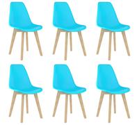 vidaXL Dining Chairs 6 pcs Blue Plastic Dinner Seatings Kitchen Furniture