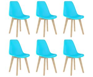 vidaXL Dining Chairs 6 pcs Blue Plastic Dinner Seatings Kitchen Furniture