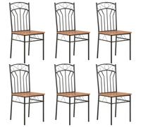 vidaXL 6x Dining Chairs Brown MDF Side End Kitchen Furniture Dining Room Chair