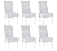 vidaXL Dining Chairs 6 pcs Light Brown Kubu Rattan and Mango Wood