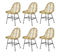 vidaXL 6x Dining Chairs Natural Rattan Indoor Home Kitchen Furniture Seat