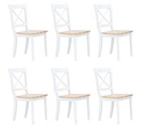 Vidaxl Dining Chairs 6 Pcs White And Light Wood Solid Rubber Wood