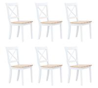 Vidaxl Dining Chairs 6 Pcs White And Light Wood Solid Rubber Wood