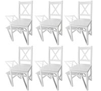 Vidaxl Dining Chairs 6 Pcs White Pinewood Dining Chairs