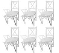vidaXL Dining Chairs 6 pcs White Pinewood 01 UK HOT