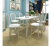 vidaXL 6x Dining Chairs Rubber Wood White Home Kitchen Furniture Seat Durable