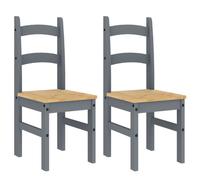 vidaXL Dining Chairs Dining Room Kitchen Chair 2 pcs Grey Solid Wood Pine