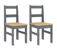 vidaXL Dining Chairs Dining Room Kitchen Chair 2 pcs Grey Solid Wood Pine