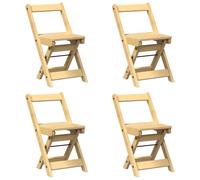 vidaXL Dining Chairs Foldable Kitchen Chair 4 pcs Wax Brown Solid Wood Pine