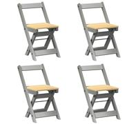 vidaXL Dining Chairs Foldable Kitchen Dinner Chair 4 pcs Grey Solid Wood Pine