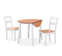 Dining Set 3/5 Piece MDF and Rubberwood White Drop-leaf Table Chairs vidaXL
