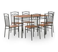 vidaXL Dining Set 7 Pieces MDF and Steel Brown Dinner Room Furniture Sets
