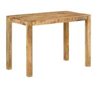vidaXL Solid Mango Wood Dining Table - 110 x 55 x 76 cm, Natural Finish, Iron Frame, Rustic Kitchen/Restaurant Bistro Table