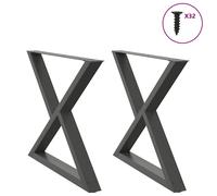 vidaXL Dining Table Legs 2 pcs Anthracite 90x(72-73.3) cm Steel