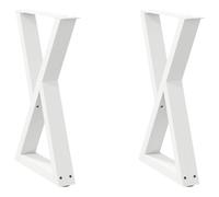vidaxl Dining Table Legs - 2 pcs White Steel Furniture Supports with Adjustable Foot levellers - Geometric Design for Dining Table/Office Desk - 60x(72-73.3) cm Durable Powder-Coated Steel