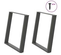 vidaXL Dining Table Legs U-Shaped 2 pcs Anthracite 80x(72-73) cm Steel