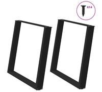 vidaXL Dining Table Legs U-Shaped 2 pcs Black 100x(72-73) cm Steel