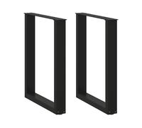 vidaXL Dining Table Legs U-Shaped 2 pcs Black 70x(72-73) cm Steel