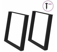 vidaXL Dining Table Legs U-Shaped 2 pcs Black 90x(72-73) cm Steel