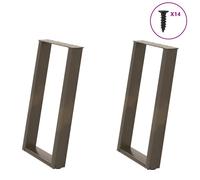 vidaXL Dining Table Legs U-Shaped 2 pcs Natural Steel 60x(72-73) cm Steel