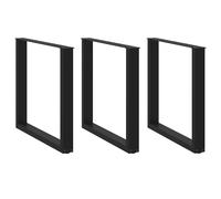 vidaXL Dining Table Legs U-Shaped 3 pcs Black 90x(72-73) cm Steel