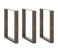 vidaXL Dining Table Legs U-Shaped 3 pcs Natural Steel 70x(72-73) cm Steel