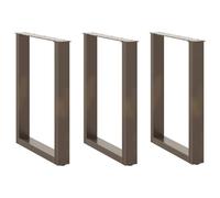 vidaXL Dining Table Legs U-Shaped 3 pcs Natural Steel 70x(72-73) cm Steel