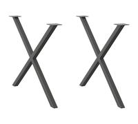 vidaXL Dining Table Legs X-Shaped 2 pcs Anthracite 90x(72-73) cm Steel