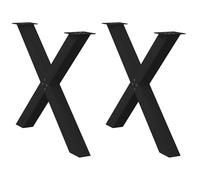 vidaXL Dining Table Legs X-Shaped 2 pcs Black 90x(72-73) cm Steel