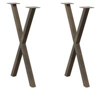 vidaXL Dining Table Legs X-Shaped 2 pcs Natural Steel 50x(72-73) cm Steel
