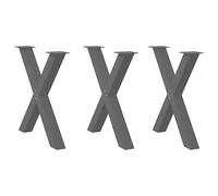 (black, 80 x (72-73) cm (80 mm)/ 3 pcs) vidaXL Dining Table Legs X-Shaped Desk Legs Kitchen Metal Furniture Legs Steel