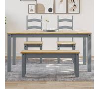 vidaXL Dining Table Dining Room Kitchen Dinner Table Grey Solid Wood Pine