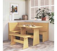 vidaXL Dining Table with Bench Honey Brown Solid Pinewood UK NEW