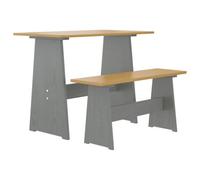 vidaXL Dining Table with Bench Honey Brown and Grey Solid Pinewood UK NEW