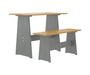 Vidaxl Dining Table With Bench Reine Honey Brown&grey Solid Wood Pine