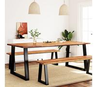 vidaXL Dining Table with Live Edge 200x90x75 cm Solid Wood Acacia