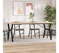 vidaXL Dining Table Kitchen Dinner Table Y-Frame Solid Wood Pine and Steel